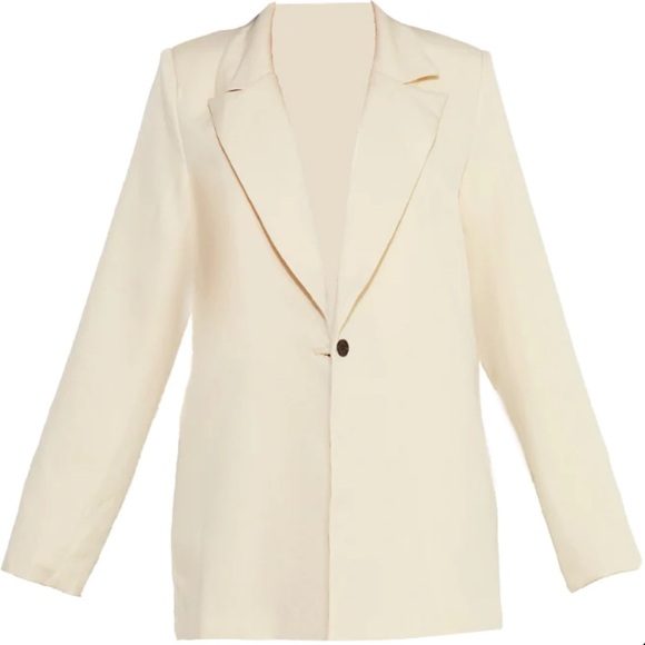 Prettylittlething Stone Oversized Drapey Button Detail Blazer - Picture 2 of 4